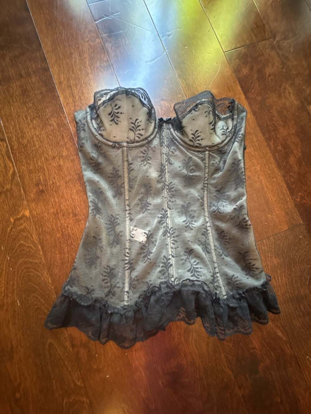 Lady Marlene Vintage Lace Overbust Corset Bustier Top Black Size 34B